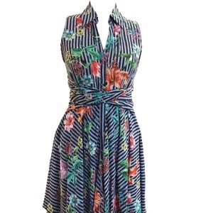 NWOT Derhy Printed Shirtdress with Waist Detail